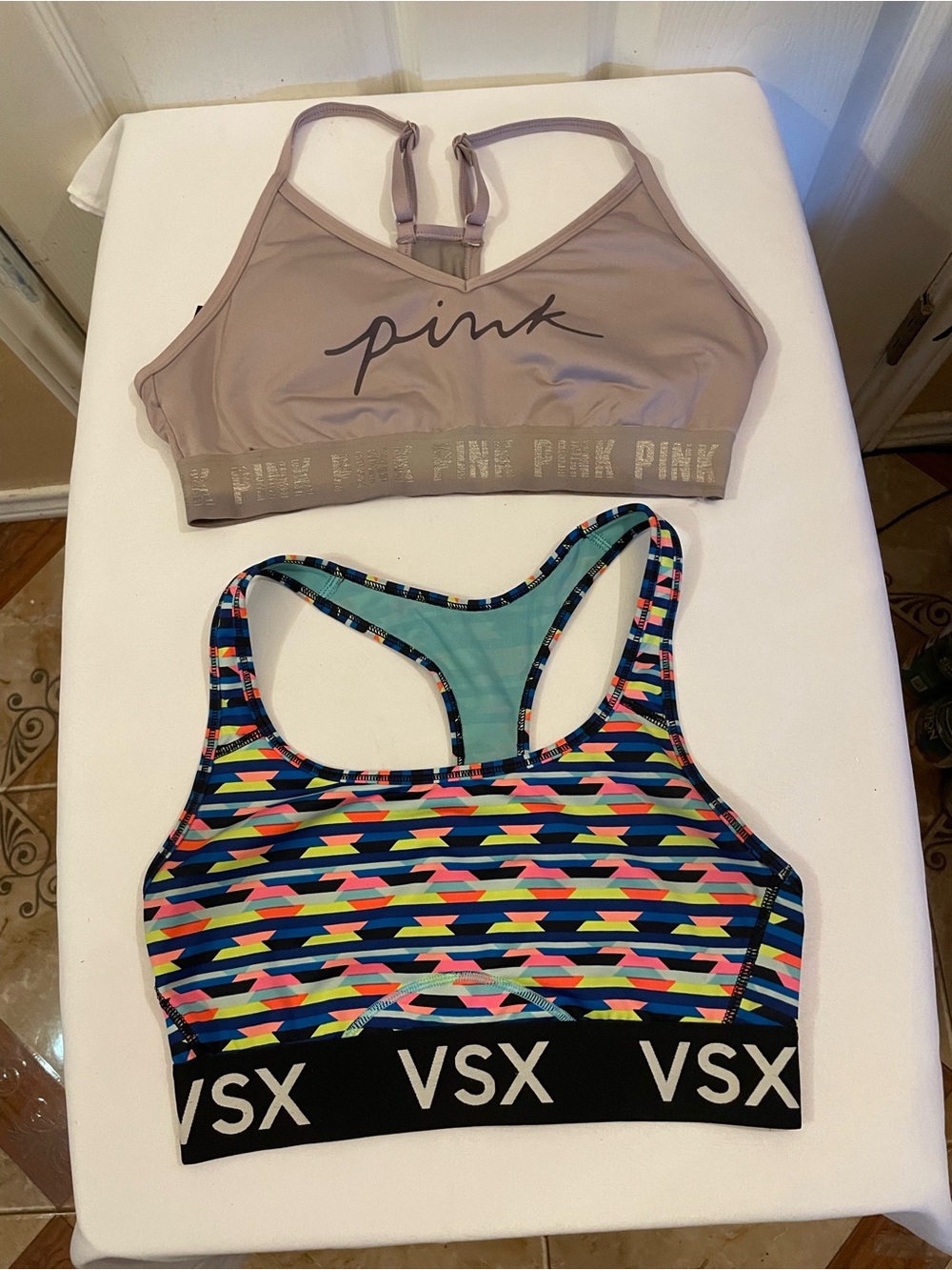 Victoria's Secret PINK Taupe & VSX Multicolor Sports Bras